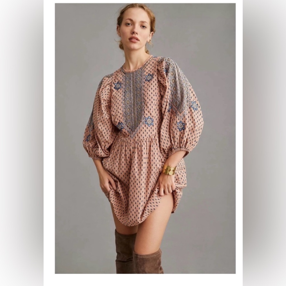 Anthropologie Pink and Blue Mini Dress